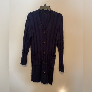 Navy Blue Cable Knit Cardigan